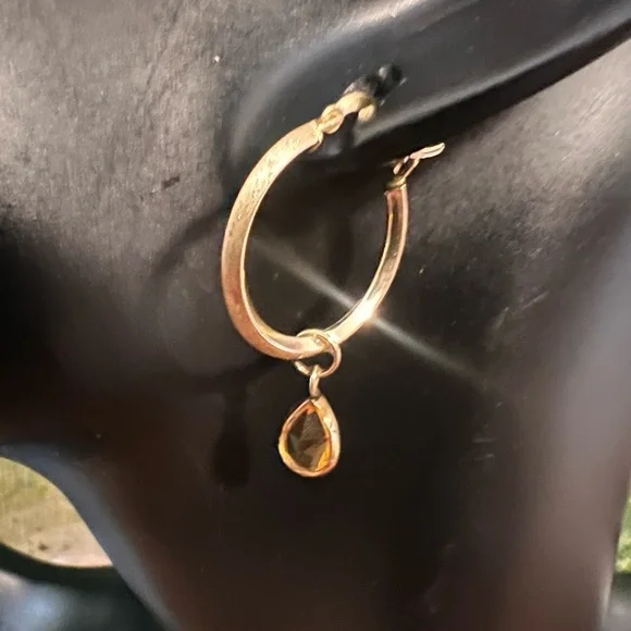 14K Michael Anthony Hoop Earrings / Gold Citrine Jackets - Picture 10 of 16